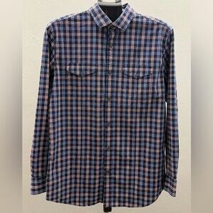 Banana Republic Navy and Pink Plaid Shirt